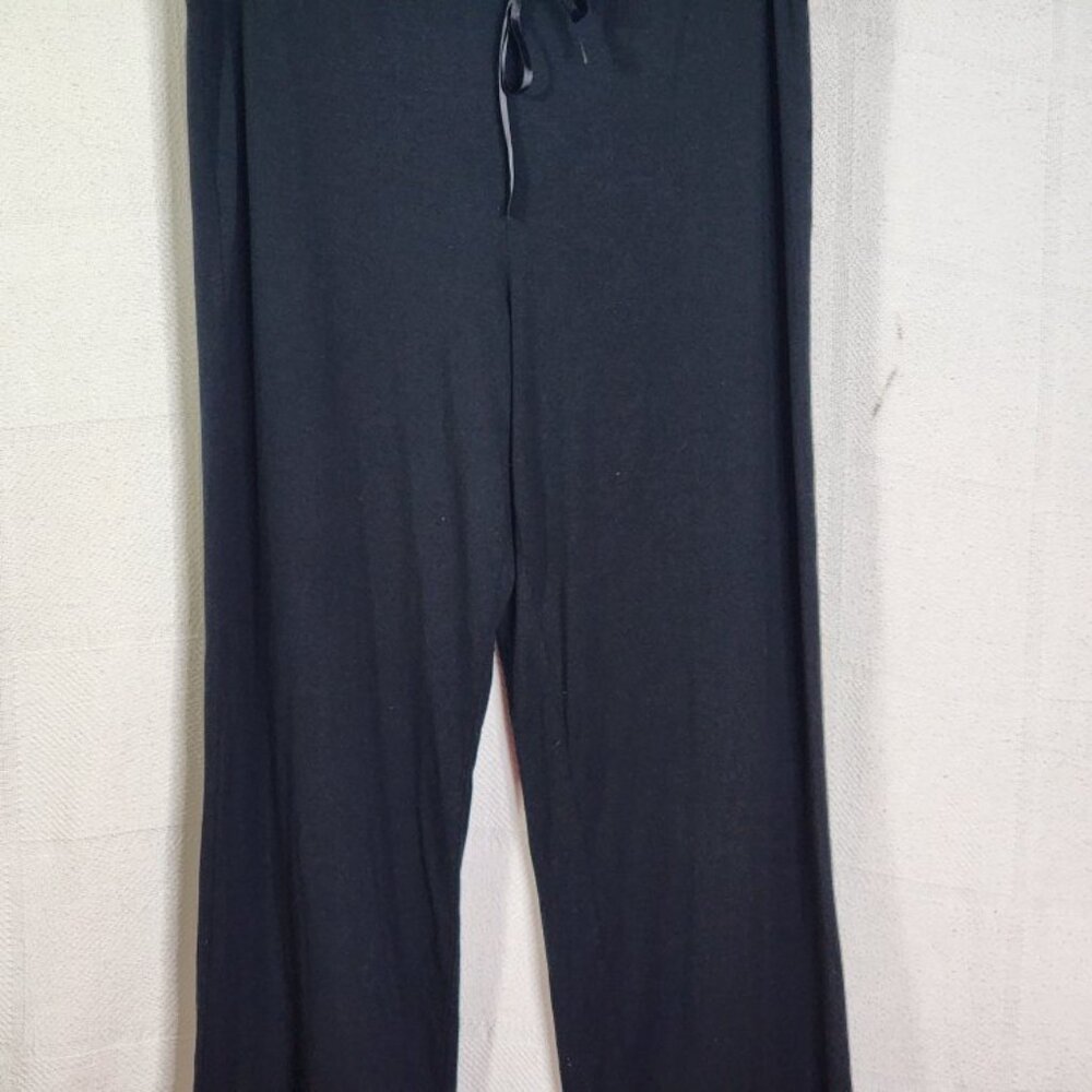 Adonna Black Modal Span Lace Hem Silk Adjustable Tie Waist Pajama Pants Size L - Picture 5 of 16